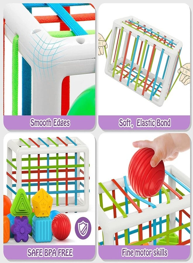 HELLYZ Shape Sorter Baby Toys for 12-18 Months | Montessori Learning Developmental Toys with Storage Cube & 6 Sensory Shape Blocks | Educational Gifts for Toddlers Age 1 2 3, Multicolor - Image 5